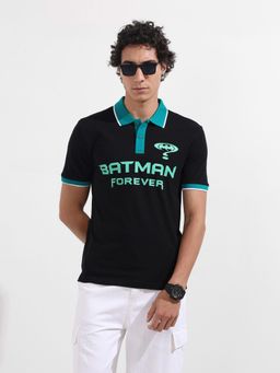 The Indian Garage Co - Men Black Typography Polo T-Shirt
