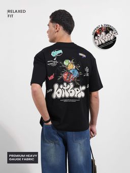 The Indian Garage Co - Men Black Graphic Crew Neck T-Shirt