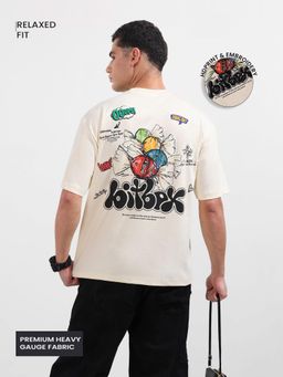 The Indian Garage Co - Men Cream Graphic Crew Neck T-Shirt