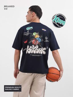 The Indian Garage Co - Men Navy Blue Graphic Crew Neck T-Shirt