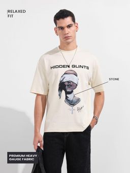 The Indian Garage Co - Men Cream Graphic T-Shirt