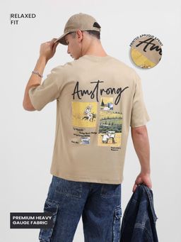 The Indian Garage Co - Men Beige Graphic T-Shirt