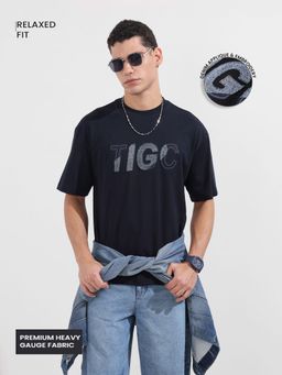 The Indian Garage Co - Men Navy Blue Solid T-Shirt