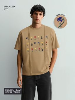 The Indian Garage Co - Men Brown Embroidered T-Shirt