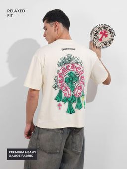 The Indian Garage Co - Men Cream Graphic T-Shirt