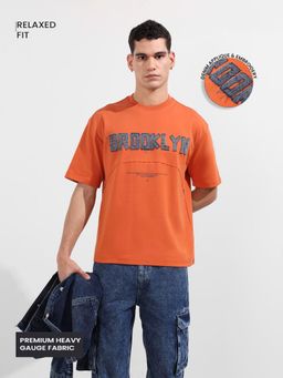The Indian Garage Co - Men Rust Typography T-Shirt