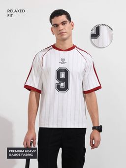 The Indian Garage Co - Men White Striped T-Shirt