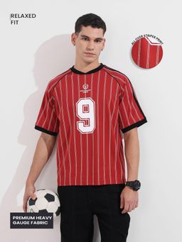 The Indian Garage Co - Men Red Striped T-Shirt