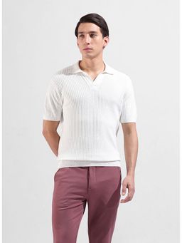 The Indian Garage Co - Men White Textured Polo T-shirt