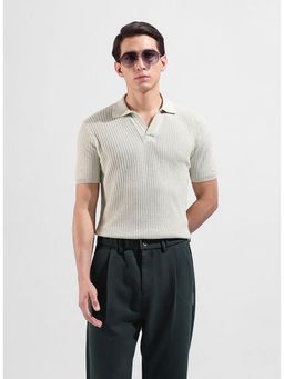 The Indian Garage Co - Men Green Textured Polo T-shirt