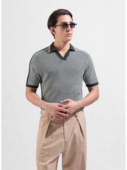 The Indian Garage Co - Men Green Textured Polo T-Shirt