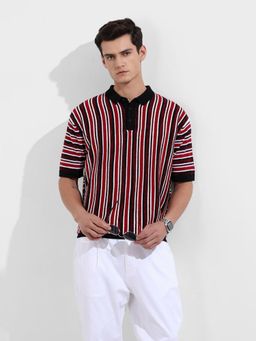 The Indian Garage Co - Men Maroon Striped Polo T-Shirt