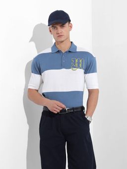The Indian Garage Co - Men Blue Colorblock Polo T-Shirt