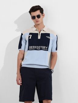 The Indian Garage Co - Men Blue Colorblock Polo T-Shirt