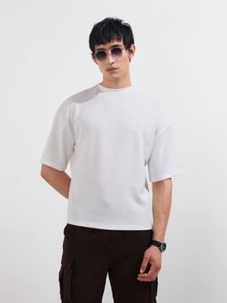 The Indian Garage Co - Men White Textured T-Shirt