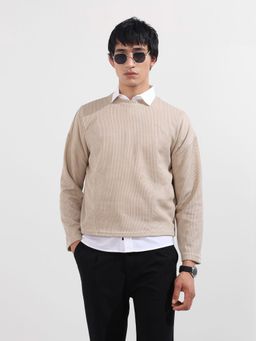 The Indian Garage Co - Men Beige Textured T-Shirt