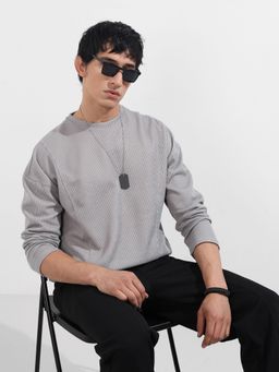 The Indian Garage Co - Men Grey Textured T-Shirt