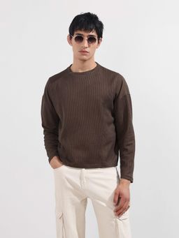 The Indian Garage Co - Men Brown Textured T-Shirt
