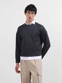 The Indian Garage Co - Men Grey Textured T-Shirt