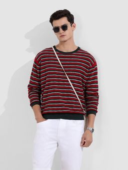 The Indian Garage Co - Men Red Stripes T-Shirt