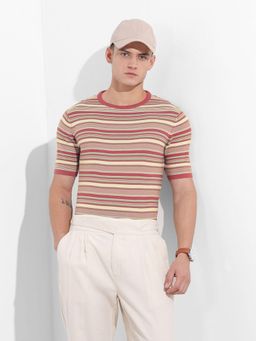 The Indian Garage Co - Men Rust Stripes T-Shirt