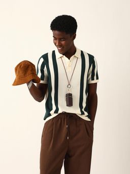 The Bear House - Men Green Colorblock Polo T-Shirt