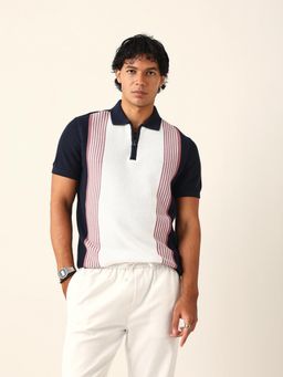 The Bear House - Men Multi-Color Colorblocked Slim Fit Polo T-shirt