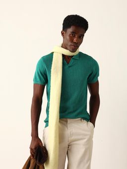 The Bear House - Men Teal Textured Polo T-Shirt