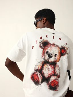 The Bear House - Men White Graphic T-Shirt