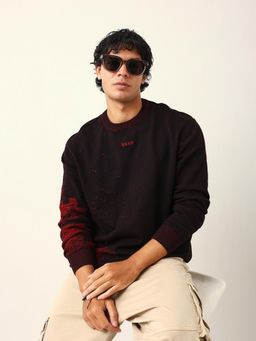 The Bear House - Men Maroon Printed T-Shirt