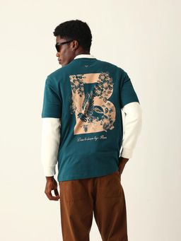 The Bear House - Men Green Printed T-Shirt