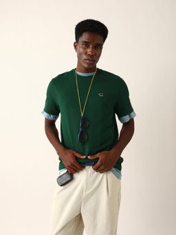 The Bear House - Men Green Solid T-Shirt