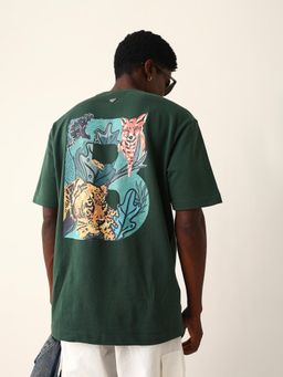 The Bear House - Men Green Graphic T-Shirt