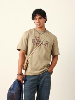 The Bear House - Men Green Graphic T-Shirt