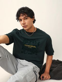 The Bear House - Men Green Graphic T-Shirt