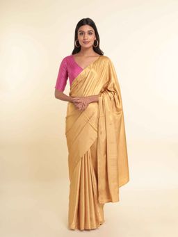 Suta - Gold Solid Viscose Rayon Saree