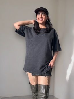 SPELL BY SMOKESHOW - Stonewash Oversized T-Shirt In Black