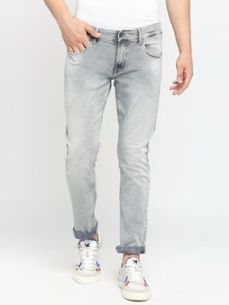 Spykar - Light Grey Cotton Slim Fit Narrow Length Jeans For Men (skinny)