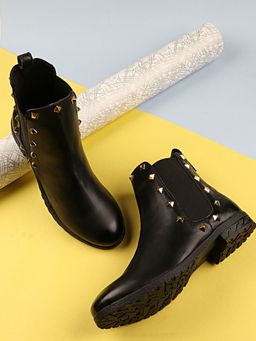 Shoetopia - Women Solid Black Boots
