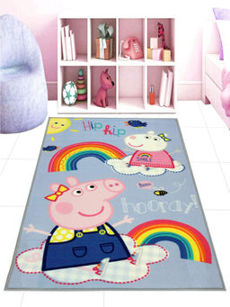 Saral Home - Peppa Pig Soft Polypropylene Yarn Anti Skid Carpet (Light Blue, 80x130 cm)