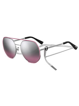 Moschino - Grey Fuchsia Mirror Shaded Carbon Fiber UV Protection Full Rim Wayfarers Sunglasses (57)