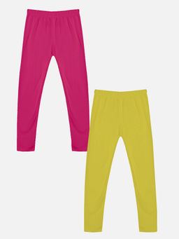 KiddoPanti - Girls Solid Leggings (Pack of 2)