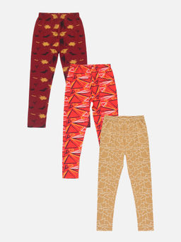 KiddoPanti - Girls Printed Leggings (Pack of 3)