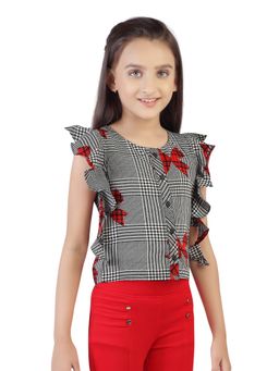 TINY GIRL - Printed Red Top