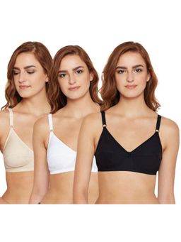 Bodycare - Pack of 3 B-C-D Cup Bra In Black-Skin-White Colour