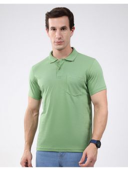 Monte Carlo - Green Men Regular Fit Solid Pattern Half Sleeve Polo T-Shirt