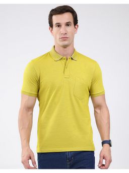Monte Carlo - Yellow Men Regular Fit Solid Pattern Half Sleeve Polo T-Shirt