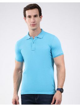 Monte Carlo - Blue Men Regular Fit Solid Pattern Half Sleeve Polo T-Shirt