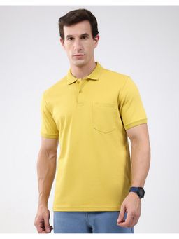 Monte Carlo - Mustard Men Regular Fit Solid Pattern Half Sleeve Polo T-Shirt