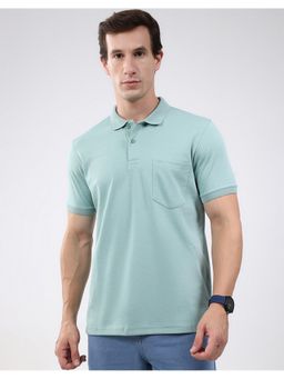 Monte Carlo - Green Men Regular Fit Solid Pattern Half Sleeve Polo T-Shirt